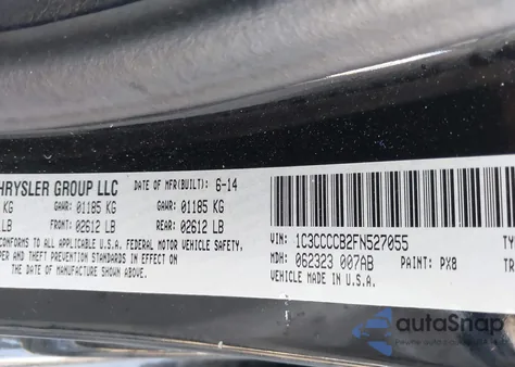 2015 Chrysler 200 C from USA, damaged, VIN 1C3CCCCB2FN527055